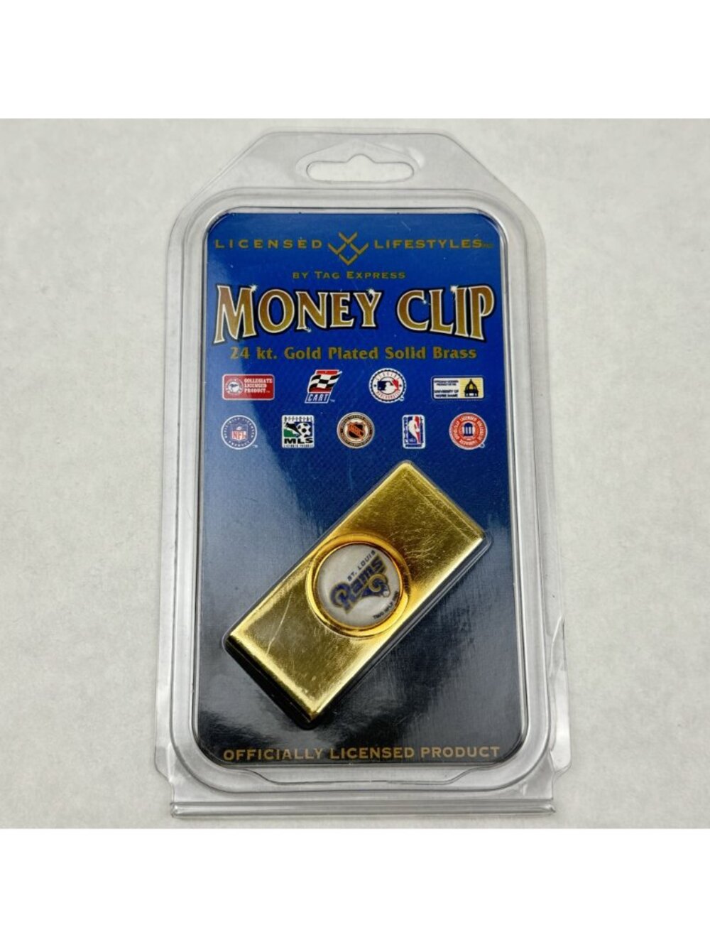 St. Louis Rams Money Clip 24Kt Gold Plated Solid Brass NFL By Tag Express NEW - Picture 2 of 5
